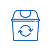 Piktogramm einer Mülltonne mit Recycling-Symbol